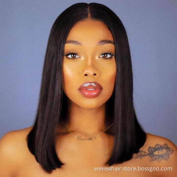 WKSwigs Brazilian Human Hair Bob Wigs 13*4 Short Size 6 Inch Bob Brazilian Virgin Remy Hair 100 Human Hair Lace Front Bob